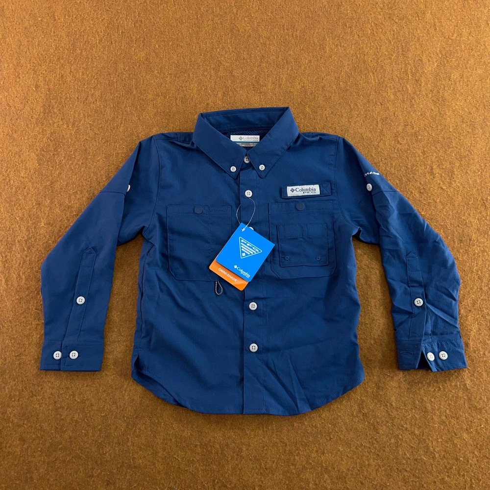 Columbia Youth XXS Blue PFG Crystal Springs Long Sleeve Fishing Shirt NWT